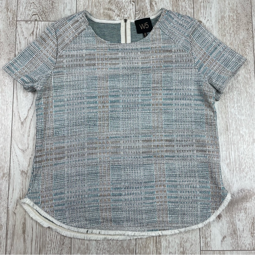 W5 Women's Gray Plaid Blouse